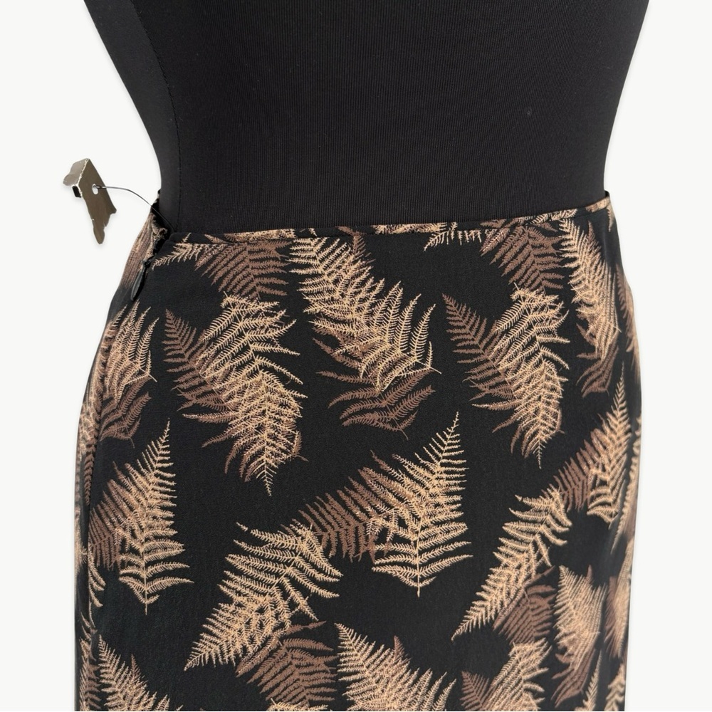 Vintage Calvin Klein Silk Maxi Skirt Bias Cut 90s Minimalist Size 4 Black Tan - Picture 12 of 16